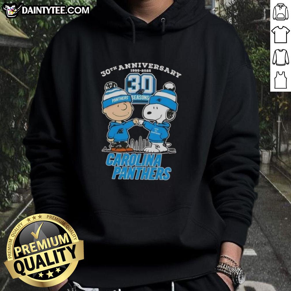good-charlie-brown-x-snoopy-30th-anniversary-1995-2025-carolina-panthers-skyline-hoodie Good Charlie Brown X Snoopy 30th Anniversary hoodie featuring Carolina Panthers skyline, 1995-2025 edition.