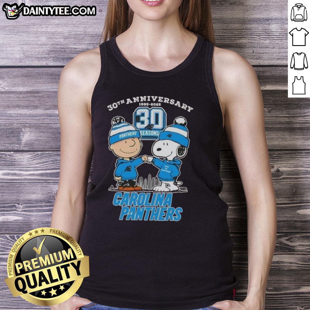 good-charlie-brown-x-snoopy-30th-anniversary-1995-2025-carolina-panthers-skyline-tank-top Good Charlie Brown X Snoopy 30th Anniversary tank top featuring Carolina Panthers skyline design for 1995-2025.