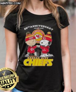 Good Charlie Brown X Snoopy 66th Anniversary Tee featuring Kansas City Chiefs skyline, perfect for fans and collectors.