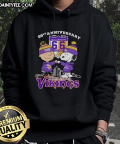 Good Charlie Brown X Snoopy 66th Anniversary hoodie featuring Minnesota Vikings skyline design, celebrating 1960-2026.