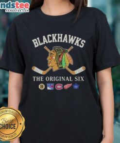 Good Chicago Blackhawks The Original Six Combined Ladies Tee showcasing team spirit and stylish design for female fans.