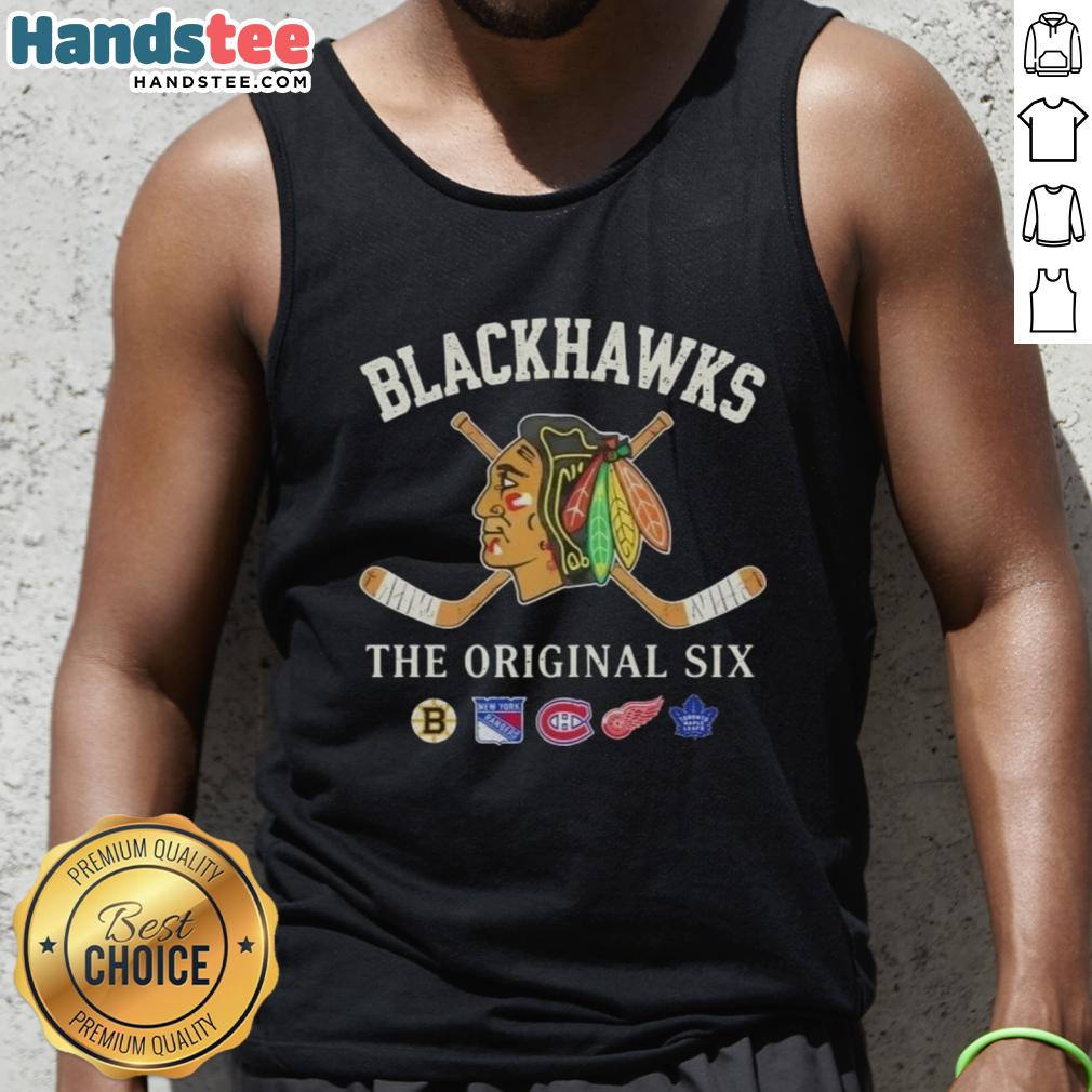 good-chicago-blackhawks-the-original-six-combined-tank-top Alt Text: Stylish Good Chicago Blackhawks Original Six combined tank top featuring team colors and logo for hockey fans.