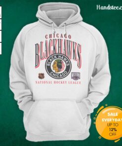 Vintage Chicago Blackhawks hoodie featuring a classic crease design, perfect for fans of the NHL team.