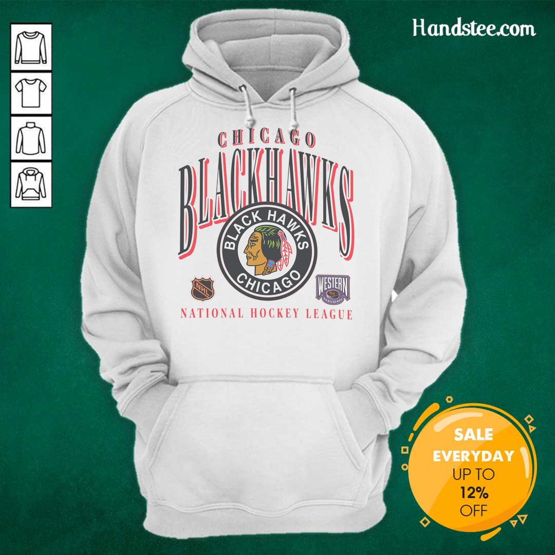 good-chicago-blackhawks-vintage-crease-hoodie Vintage Chicago Blackhawks hoodie featuring a classic crease design, perfect for fans of the NHL team.