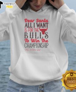 Alt Text: Cozy Good Chicago Bulls All I Want For Christmas Hoodie in red and black, perfect for holiday basketball fans.