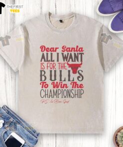 Good Chicago Bulls All I Want For Christmas washed t-shirt featuring festive design and team logo, perfect for fans.