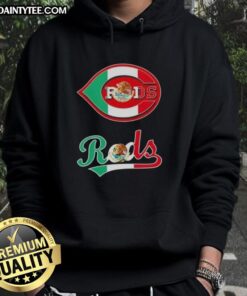 Alt Text: Cincinnati Reds baseball hoodie featuring a vibrant Mexican flag design, perfect for fans and stylish casual wear.