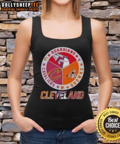 Good Cleveland City Sports tank top featuring Guardians, Browns, and Cavaliers logos for fans of Cleveland teams.