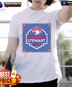 Alt Text: Good Colbert Stewart 2028 Logo T-Shirt featuring a bold design for fans of political humor and campaign merchandise.