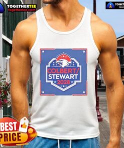 Good Colbert Stewart 2028 Logo Tank Top featuring bold graphics, perfect for supporters of the 2028 campaign.