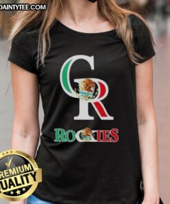 Good Colorado Rockies baseball ladies tee featuring vibrant Mexican flag design, perfect for fans and casual wear.