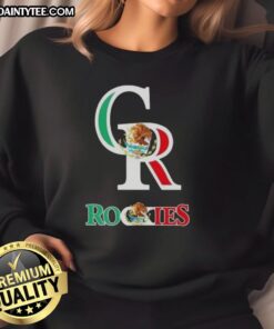 Good Colorado Rockies baseball sweatshirt featuring a vibrant Mexican flag design, perfect for fans and stylish wear.