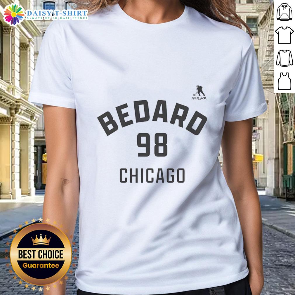 Good Connor Bedard Chicago Blackhawks Ice Hockey Name And Number 98 Ladies Tee Connor Bedard Chicago Blackhawks ladies tee featuring name and number 98, perfect for ice hockey fans.
