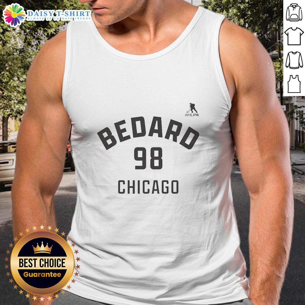 Good Connor Bedard Chicago Blackhawks Ice Hockey Name And Number 98 Tank Top Connor Bedard Chicago Blackhawks tank top featuring name and number 98, perfect for ice hockey fans.