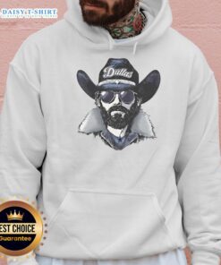 Dallas Cowboys mascot in a beanie and sunglasses hoodie, showcasing team spirit and style.