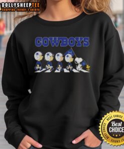 Good Dallas Cowboys X Peanuts Snoopy and Friends Abbey Road Sweatshirt featuring iconic characters in a fun design.