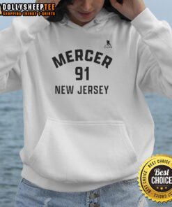 Good Dawson Mercer New Jersey Devils Ice Hockey hoodie featuring name and number 91 design, perfect for fans.