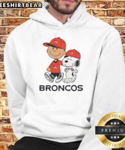 Good Denver Broncos NFL hoodie featuring Peanuts' Snoopy and Charlie Brown, perfect for fans and cozy style.