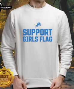 Girls' Detroit Lions support sweatshirt featuring bold graphics, perfect for young fans showing team spirit.