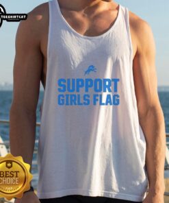 Alt Text: Girls' tank top featuring 'Good Detroit Lions Support' design, perfect for fans showcasing team spirit.