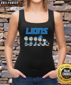 Good Detroit Lions X Peanuts Snoopy and Friends Abbey Road tank top featuring iconic characters in a playful design.