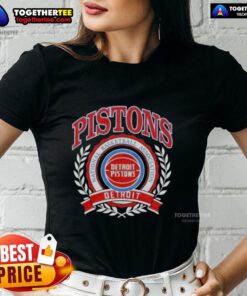 Alt Text: Detroit Pistons NBA crest on a stylish ladies tee, perfect for fans showcasing team spirit and support.