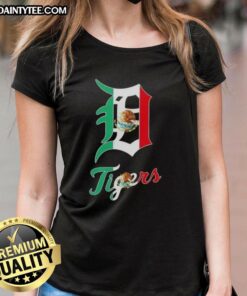 Stylish Detroit Tigers baseball tee featuring a vibrant Mexican flag design for ladies, perfect for game day fashion.