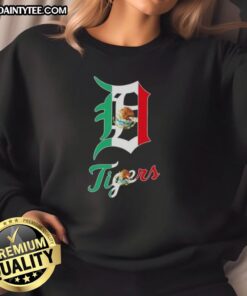 Good Detroit Tigers baseball sweatshirt featuring a vibrant Mexican flag design, perfect for fans and fashion lovers.