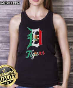 Good Detroit Tigers baseball tank top with Mexican flag design, perfect for fans celebrating their heritage and team pride.
