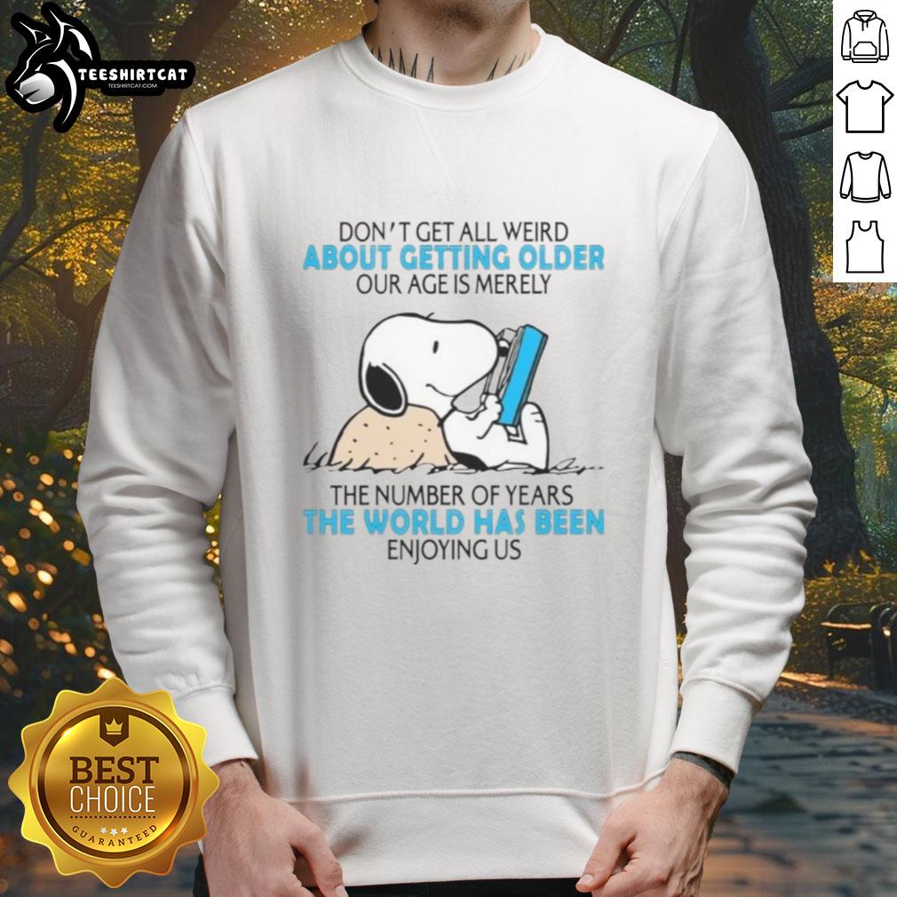 good-dont-get-all-weird-about-getting-older-our-age-is-merely-the-number-of-years-the-world-enjoying-sweatshirt Good Don't Get All Weird About Getting Older sweatshirt featuring a positive age quote, perfect for embracing life.