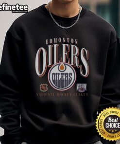 Vintage Edmonton Oilers sweatshirt featuring classic crease design, perfect for fans of retro hockey apparel.