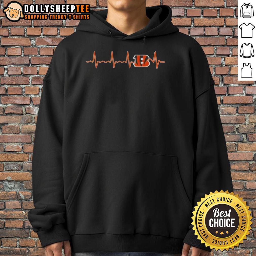 Good Fans Heartbeat Love Cincinnati Bengals Football Hoodie Alt Text: Cincinnati Bengals football hoodie featuring a heartbeat design, perfect for passionate fans showing their love.