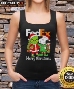 Alt Text: Good FedEx x Grinch and Snoopy Merry Christmas tank top featuring festive designs for holiday cheer.