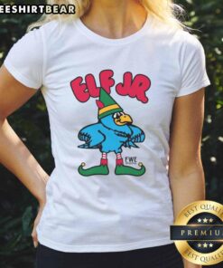 Alt Text: Good Ft. Wright Drama Elf Jr. Ladies Tee featuring a playful elf design, perfect for theater enthusiasts.