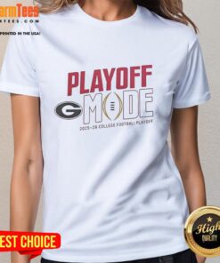 Good Georgia Bulldogs CFP 2025-2026 Playoff Mode logo on a stylish ladies tee, showcasing team spirit and style.
