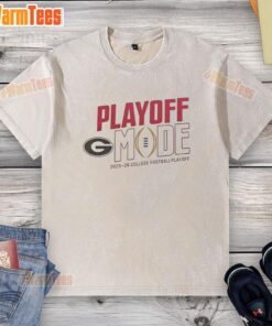Good Georgia Bulldogs CFP 2025-2026 Playoff Mode logo on a washed t-shirt, perfect for fans and game day attire.
