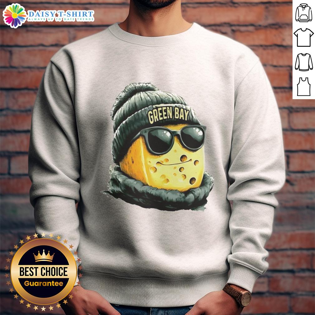 Good Green Bay Packers Mascot Wearing A Beanie And Sunglasses Sweatshirt Good Green Bay Packers mascot in a beanie and sunglasses, sporting a sweatshirt at a game, showcasing team spirit.