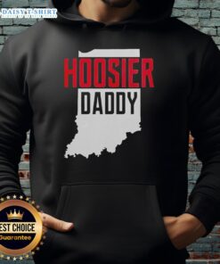 Good Hoosier Daddy Indiana State Map Hoodie featuring a stylish map design, perfect for Indiana pride and casual wear.