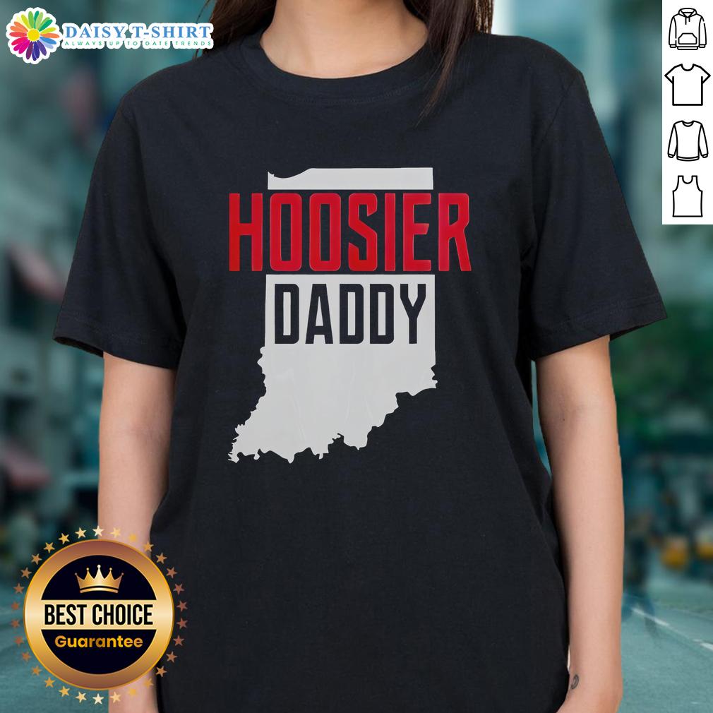 Good Hoosier Daddy Indiana State Map Ladies Tee Good Hoosier Daddy Indiana State Map Ladies Tee featuring a colorful Indiana map design for stylish state pride.