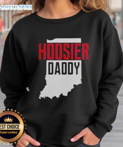 Alt Text: Good Hoosier Daddy Indiana State Map Sweatshirt featuring a colorful map design celebrating Indiana pride.