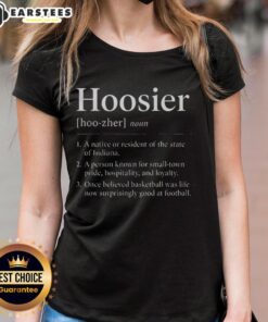 Good Hoosier definition tee for Indiana State pride, featuring stylish design for ladies celebrating Hoosiers.