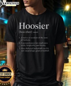 Good Hoosier Definition T-Shirt featuring Indiana Hoosiers logo, showcasing Indiana state pride and team spirit.