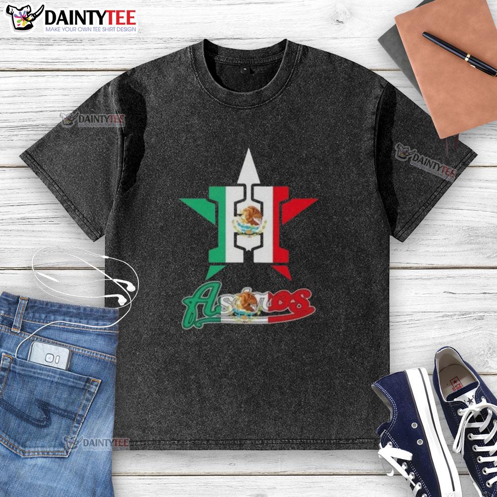 good-houston-astros-baseball-x-mexican-flag-washed-t-shirt Alt Text: Good Houston Astros baseball t-shirt featuring a Mexican flag design, perfect for fans celebrating their heritage.