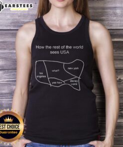 Good How The Rest Of The World Sees USA tank top featuring a bold graphic design and vibrant colors for casual wear.