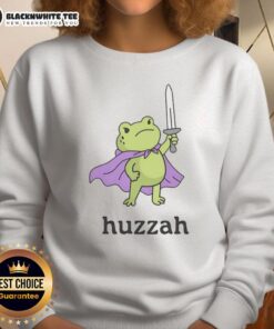 Cozy Good Huzzah Frog Sweatshirt featuring a playful frog design, perfect for casual wear and frog lovers.