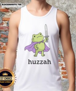 Good Huzzah Frog Tank Top featuring a playful frog graphic, perfect for summer wear and casual outings.
