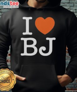 Good I Love BJ Chicago Bears hoodie in navy blue, featuring the team's logo and stylish design for fans.