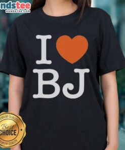Good I Love BJ Chicago Bears Ladies Tee in navy blue, perfect for female fans showing team spirit and style.