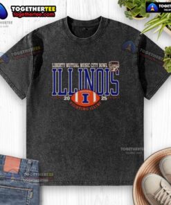 Good Illinois Fighting Illini 2025 Liberty Mutual Music City Bowl logo on a washed t-shirt design.