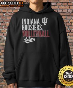 Good Indiana Huskers Volleyball NCAA text logo overlay hoodie featuring a stylish design for fans.